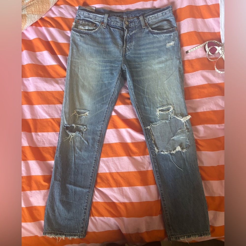 Levi's Distressed Light Wash 501 CT Red Tab Jeans